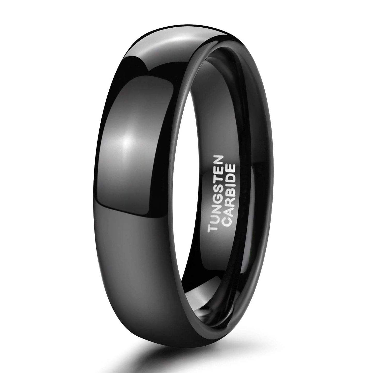 TRUMIUM 6mm Black Tungsten Ring for Men Women High Polished Comfort Fit Wedding Band Size 10