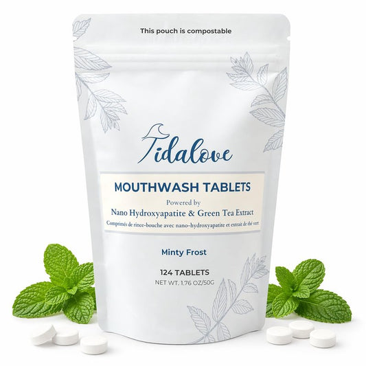Mouthwash Tablets - Alcohol-Free, Eco-Friendly, Travel-Friendly, with Nano-HA & Green Tea for Fresh Breath and Enamel Protection - 124 Tablets (Refill)