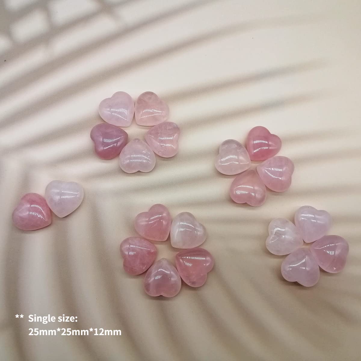 XMHOME Rose Quartz Heart Shaped Crystals 1"(25mm) 20 Pcs Chakra Natural Gemstones Worry Stones Bulk for Anxiety Jewelry Making Home Decor