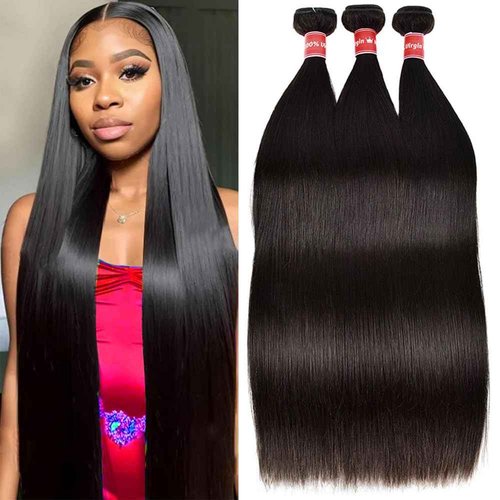 Straight Bundles Human Hair 12A Human Hair 3 Bundles Straight Hair Brazilian Hair Deals Human Hair Bundles Virgin Human Hair Bundles Remy Human Hair Bundles 20 22 24 Inch Human Hair Extensions