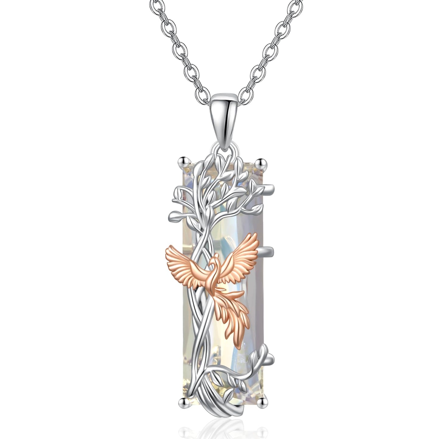 AENEAS Valentines Day Gifts for Women Her Tree of life Necklace for Women 925 Sterling Silver AB Crystal Pendant Phoenix Rising Jewelry Tree of life Gift for Women Wife Her