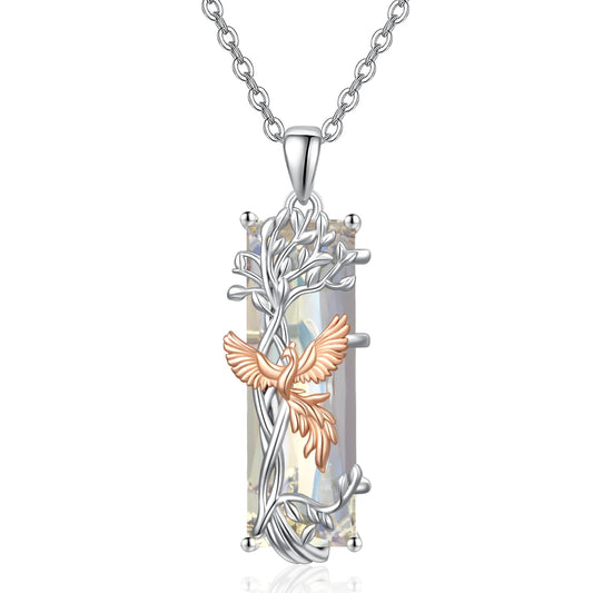 AENEAS Valentines Day Gifts for Women Her Tree of life Necklace for Women 925 Sterling Silver AB Crystal Pendant Phoenix Rising Jewelry Tree of life Gift for Women Wife Her