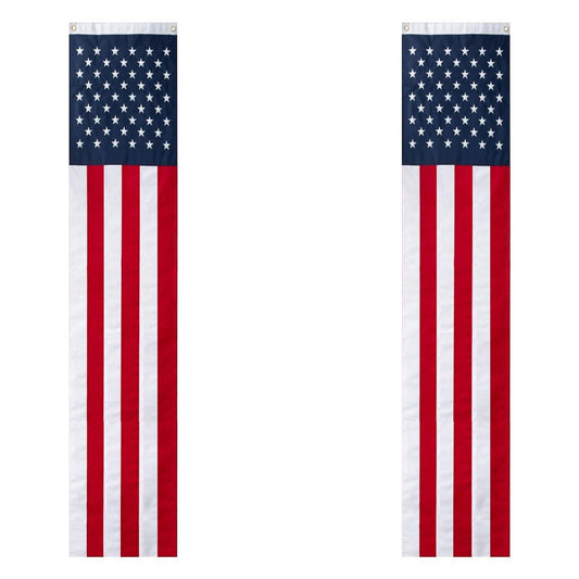 2Pack 65Inch Patriotic American Flags Door Bunting Banner Memorial Day Decoration Hanging Outside Porch Bunting Red White Blue Banner Outdoor DÃ©cor 4th of July USA Decor Pulldown for Veterans Labor Presidents Flag Election Day