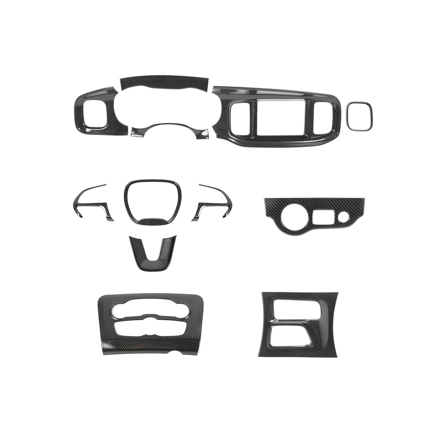 RAZPOY 12PCS Carbon Fiber Interior Trim Accessories Compatible with Dodge Charger 2015-2024, Center Console Dashboard Trim Gear Shift Panel Cover