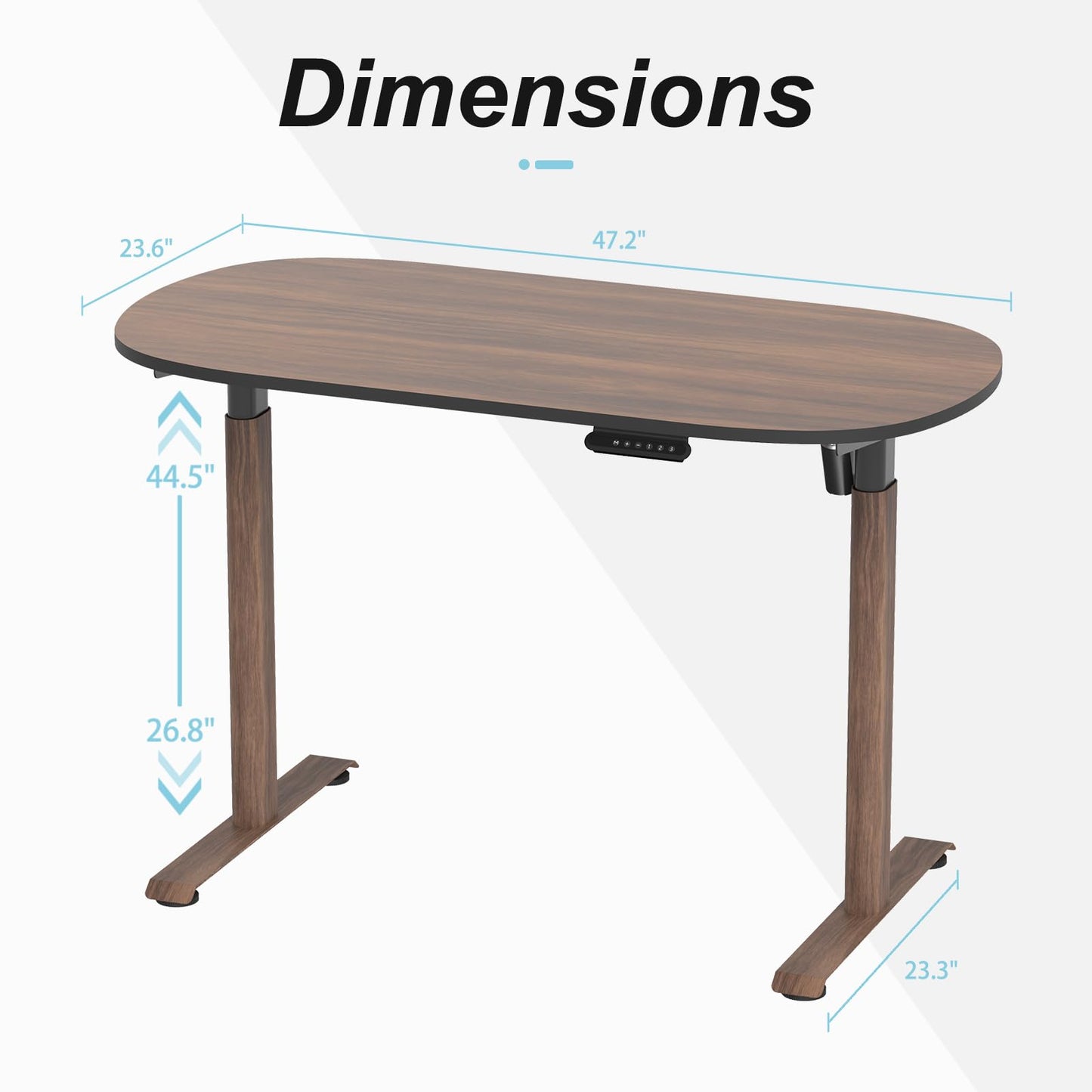 ERGO COLLECT Oval Leg Electric Standing Desk, 48x24 Inch Whole-Piece Oval Desktop, Height Adjustable Sit Stand Workstation for Home Office, Walnut (48x24)