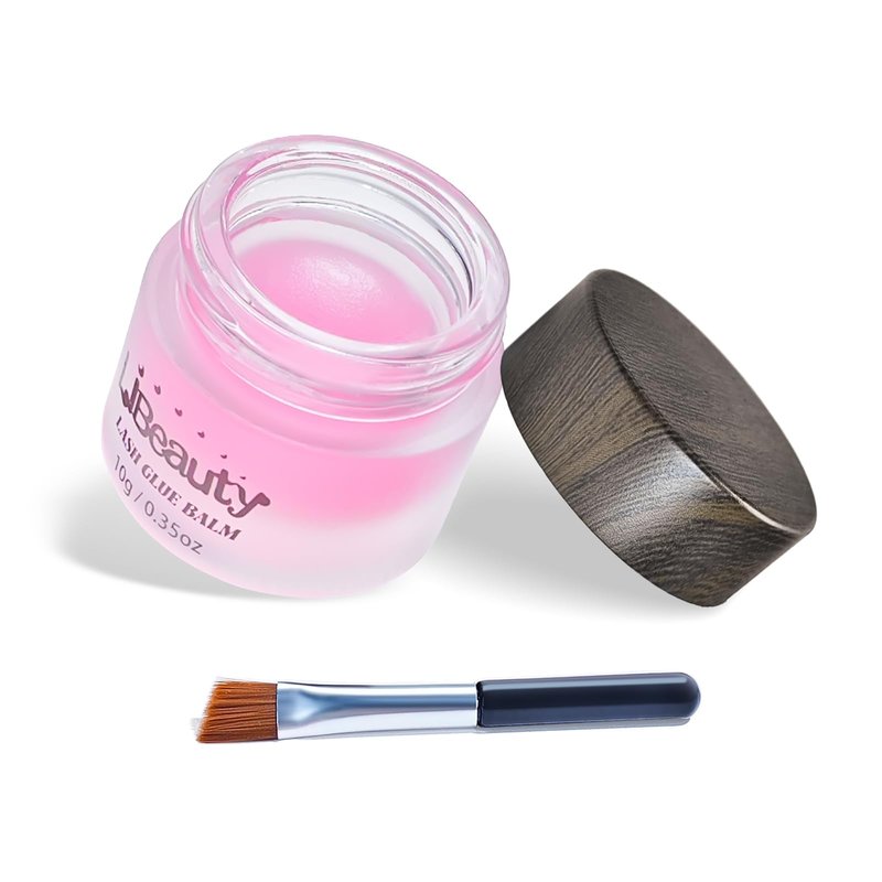 Libeauty Salon Choice Lash Lift Glue Balm, Super Sticky for Brow Lamination and Eyelash Perm, Gentle Fragrance, Water Soluble, Brush Included, Pink Peach