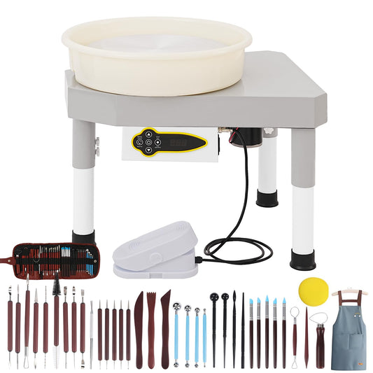 14" 450W Electric Pottery Wheel with LCD Panel Adjustable Speed Foot Pedal,Detachable Basin,Heighten Desk Legs,Clay Toolfor Kids, Adults, Beginners, Home DIY & Professional Pottery Making