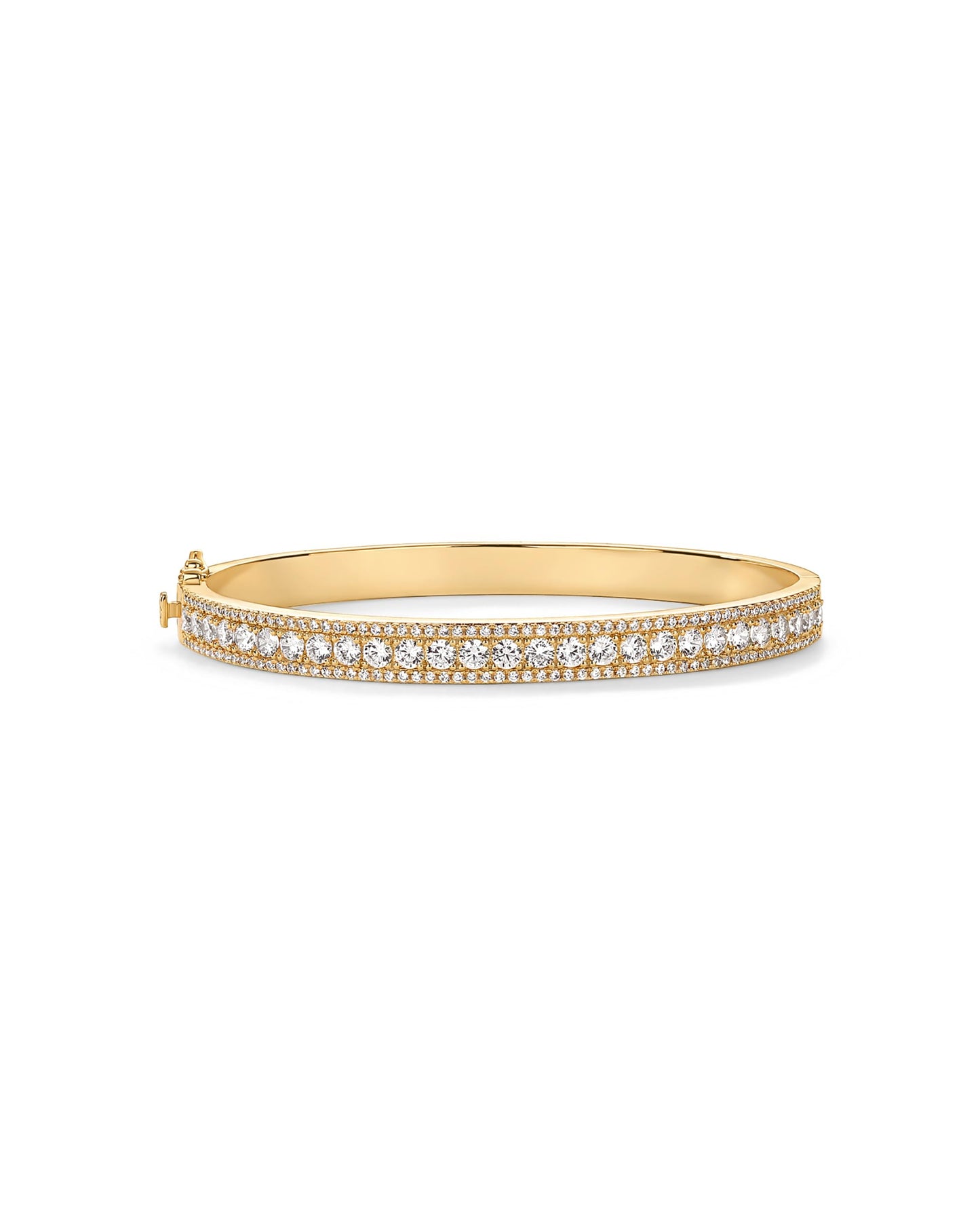 PAVOI 14K Yellow Gold Plated Cubic Zirconia Princess Cut Bangle Bracelet for Women | Classic Love Cuff CZ Stones Bracelet Jewelry