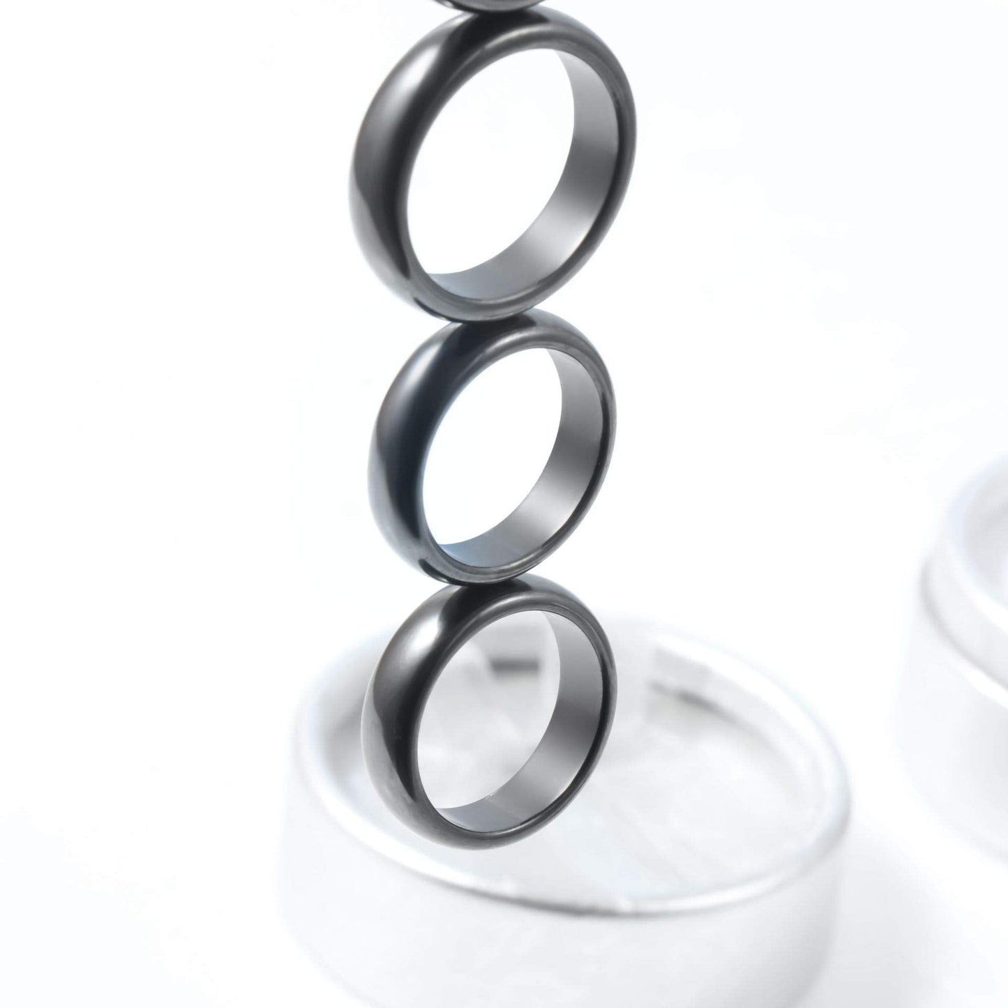 COLORFUL BLING 2Pcs Black Hematite Stone Rings Necklace Set Anxiety Absorb Negative Energy Balance Chakra Healing Jewelry for Women Men(6MM)-10