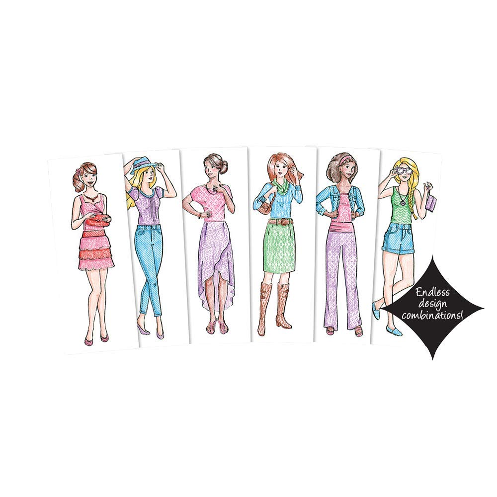 Fashion Plates Classic – Girls Fashion, Mix-and-Match Drawing Kit, Arts and Crafts, Coloring, Art Supplies, Craft Supplies, Stencils, Crayons Included, Create Your Own Designs, Ages 6+