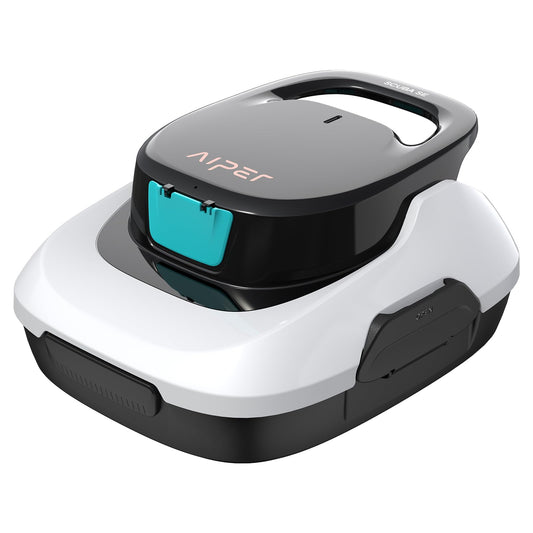 AIPER 2025 Scuba SE Cordless Pool Cleaner with 90-Min Runtime, 1665 GPH Strong Suction, Lightweight, Pool Vacuum for Above Ground Flat Pools up to 860 Sq.ft, Milky White & Teal
