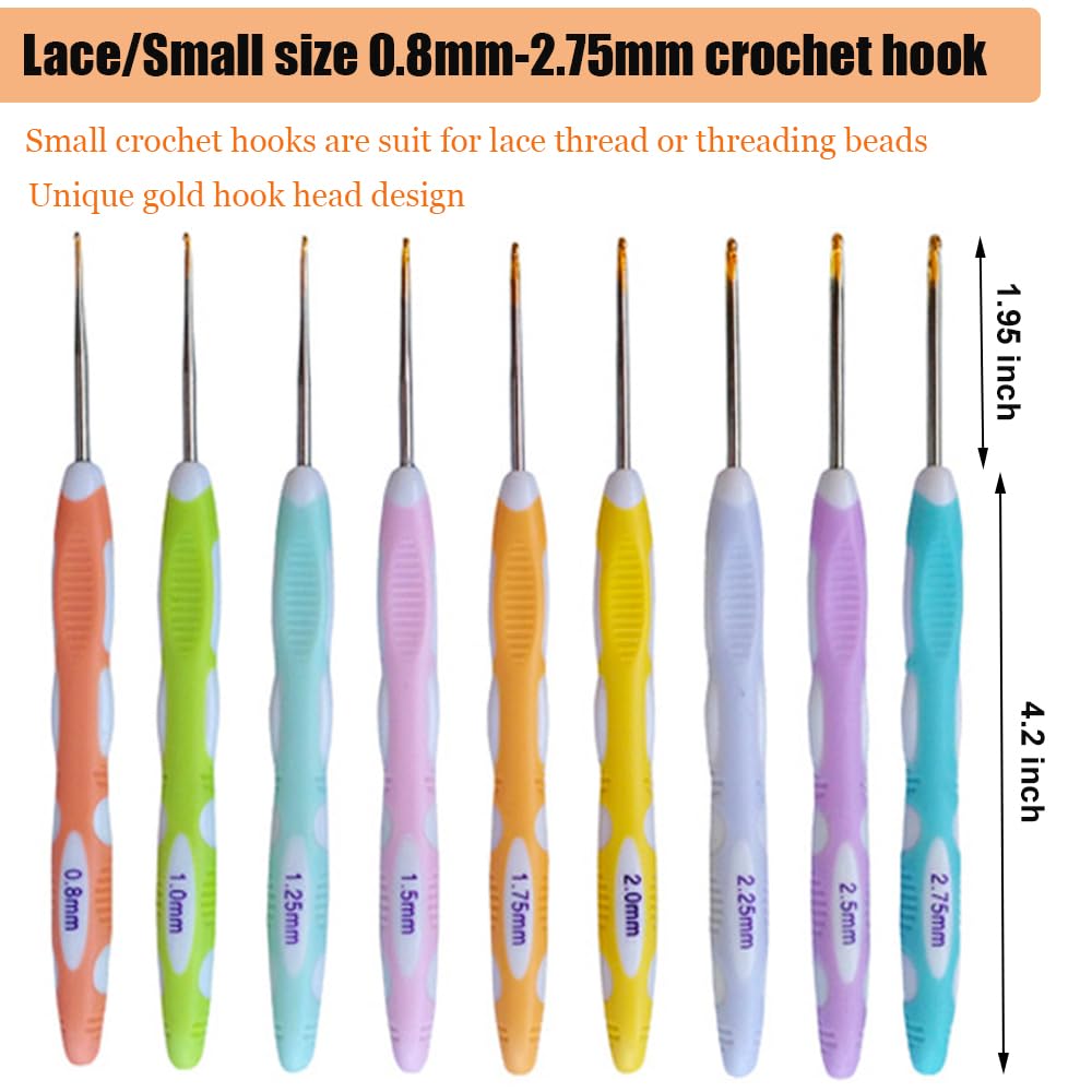 Mdoker 21 Sizes Crochet Hooks Set,Ergonomic Crochet Hook with Case for Arthritic Hands,Complete Crochet Set for Beginners & Crochet Lovers(0.8mm-10mm)