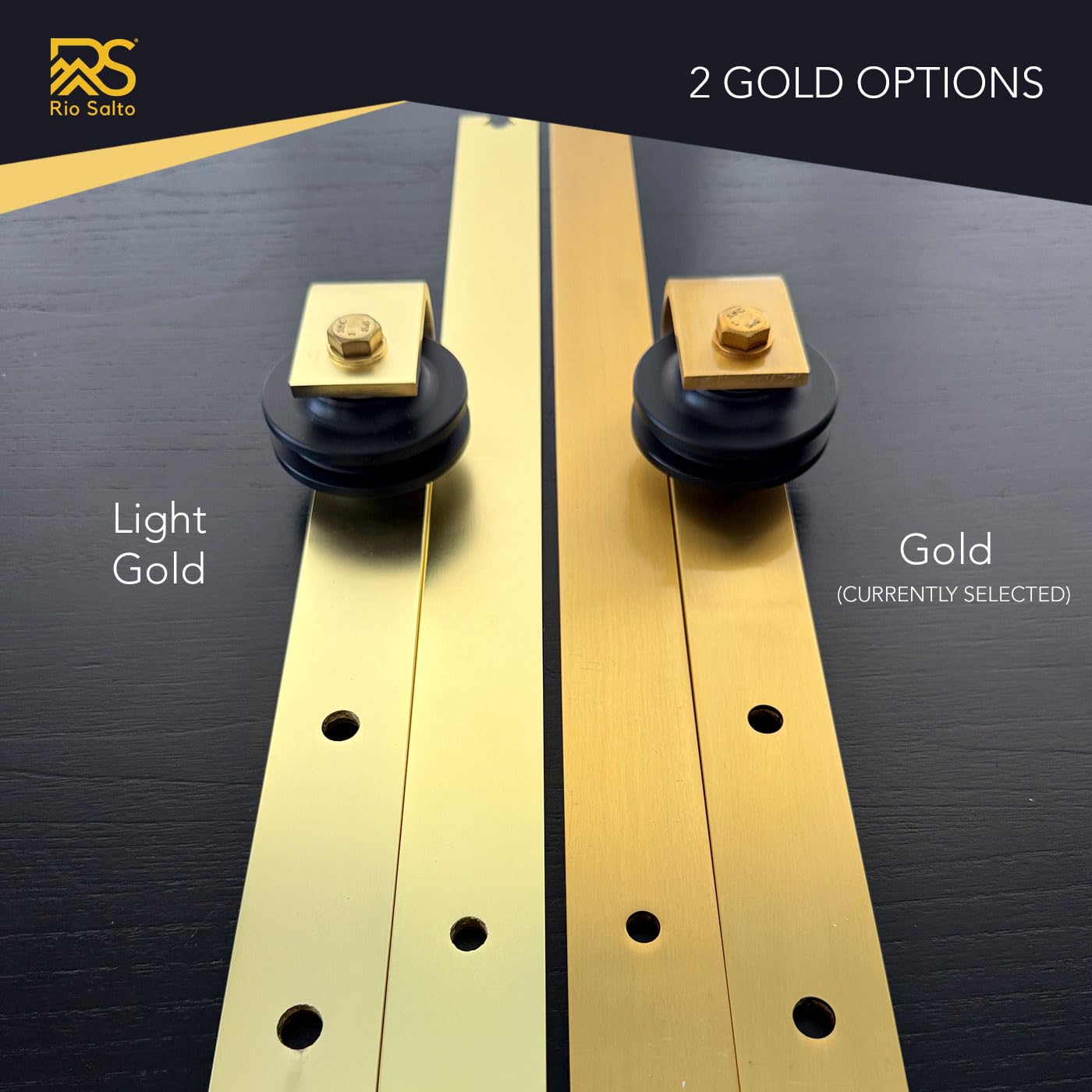 Rio Salto Gold Barn Door Hardware Kit Sliding Door Hardware Modern Barn Interior Brushed Brass Panel Hardware Hardware Kit, 6ft 7in - NO Door