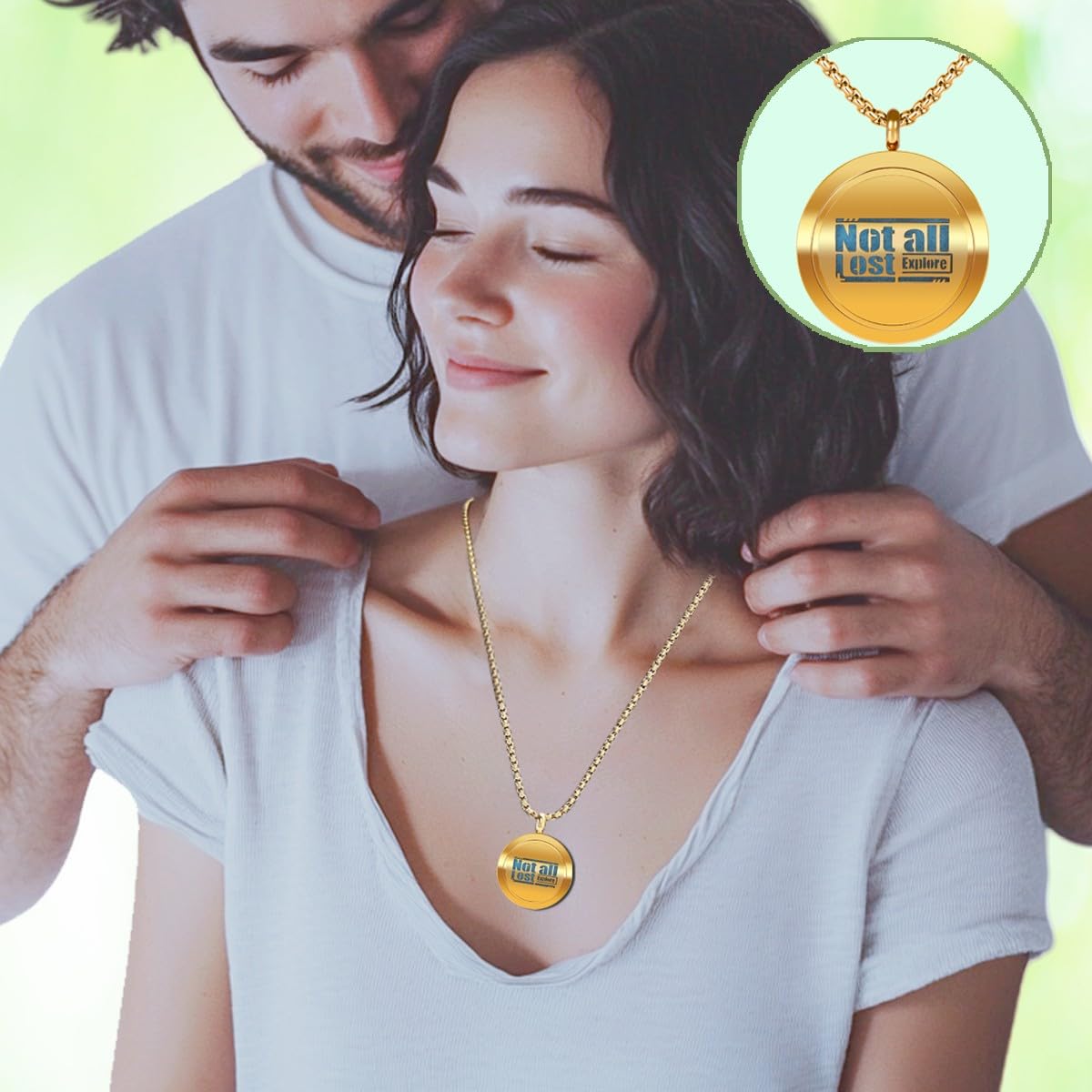GV77ZF Aromatherapy Diffuser Necklace-alphabet Essential Oil Necklace,Aromatherapy Diffuser Pendant For Men and Women,Portable,Suitable for Yoga,Meditation,Travel,Stress Relief Gift(Gold 30mm)