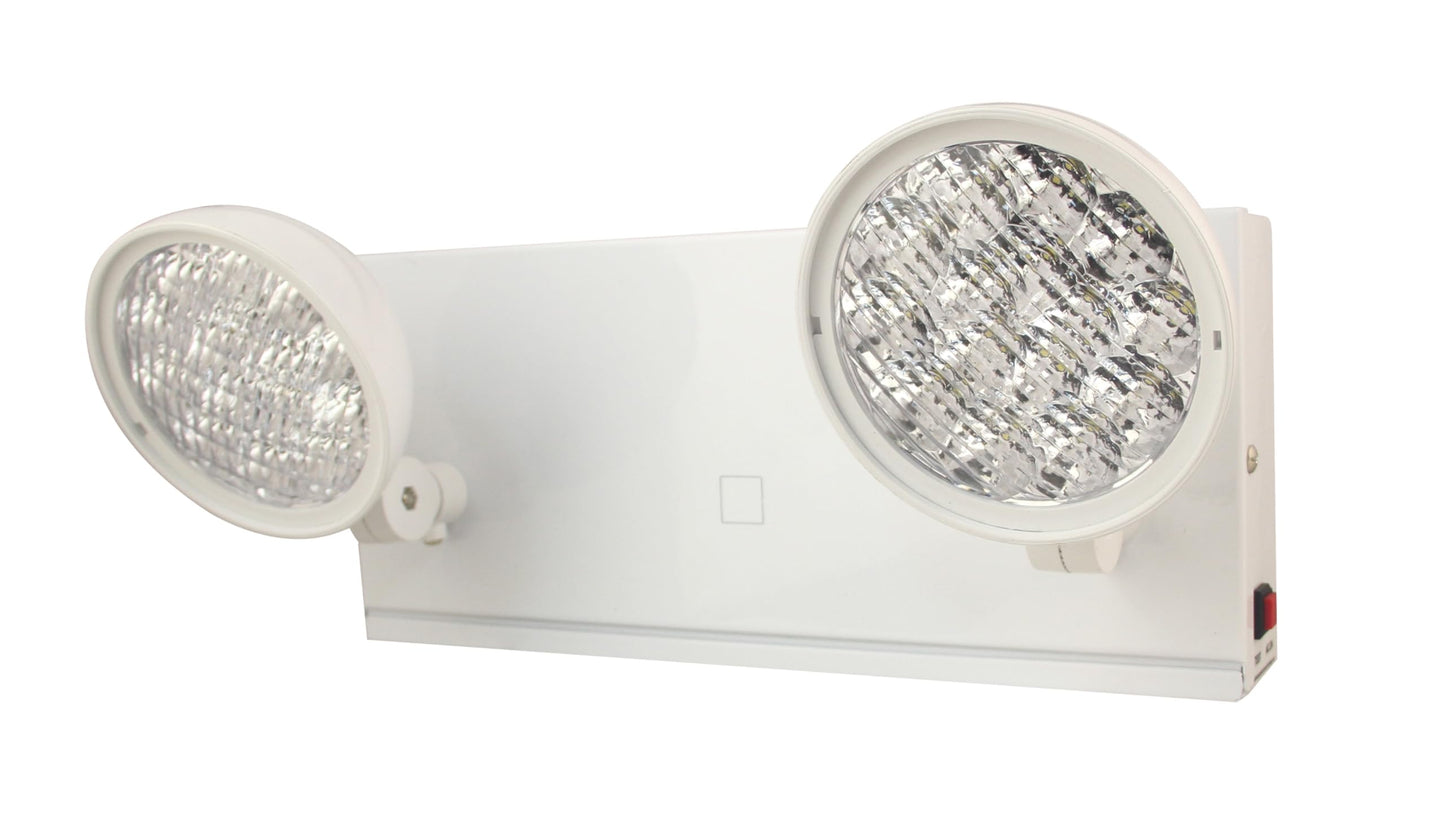 TANLUX New York City Approved Emergency Light, Emergency Lights with Battery Backup, White Steel Housing, AC 120/277V, Two Heads On Front Shell