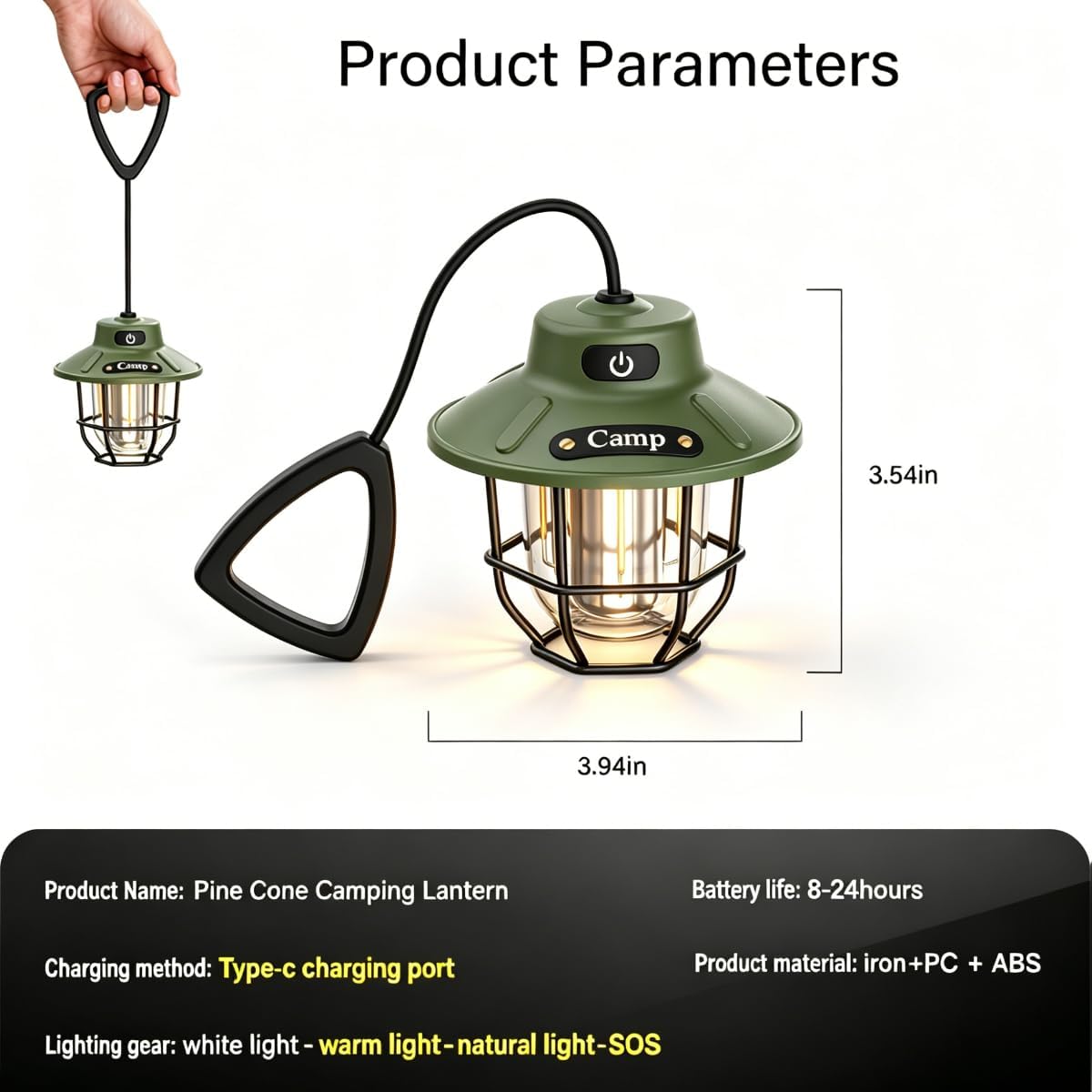 Camping Lantern Rechargeable, Camping Lantern 1200LM 3 Brightness, Adjustable Brightness, Portable LED Camping Tent Light, Rustic Lantern Decor, Camping Tent Lamp, Camping Essentials for Home
