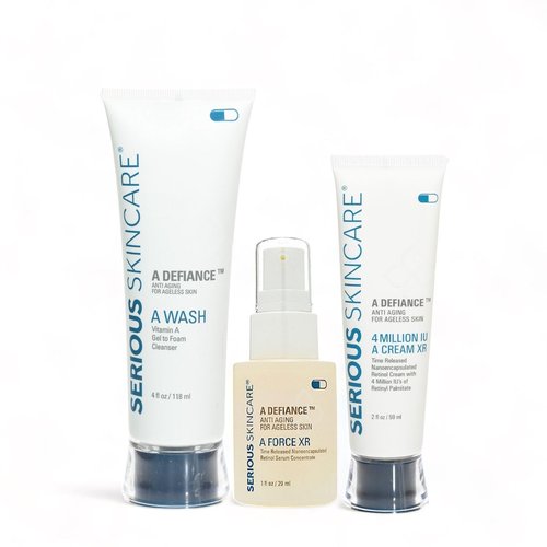 Retinol Anti-Aging Skin Care Set - Serum, Facial Moisture Cream & Face Wash - Smooth Fine Lines, Deep Wrinkles and Minimize Pores - Serious Skincare - 3 Piece Kit