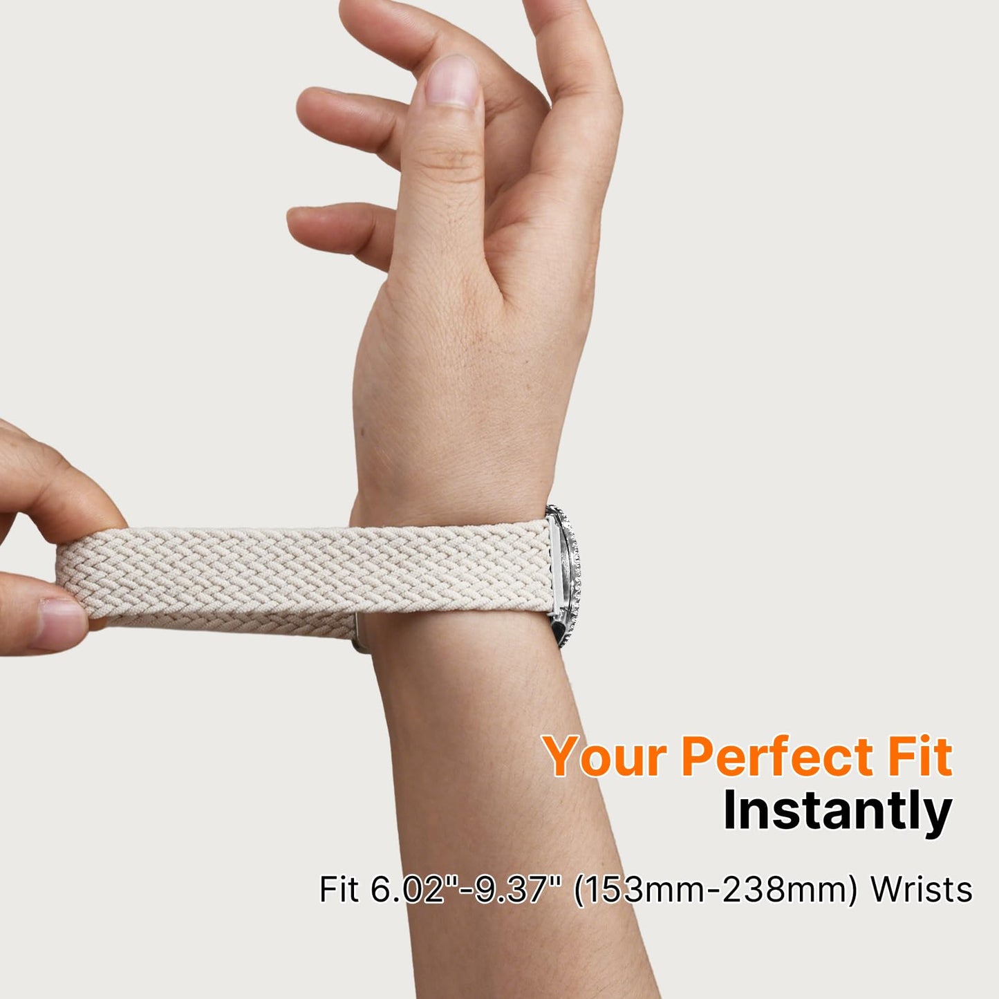 Fullmosa Magnetic Braided Watch Bands - 18mm 20mm 22mm Quick Release Watch Strap, Stretchy Nylon Solo Loop Compatible with Garmin Samsung Galaxy Amazfit for Men Women(20mm, Starlight+Muted Pink)