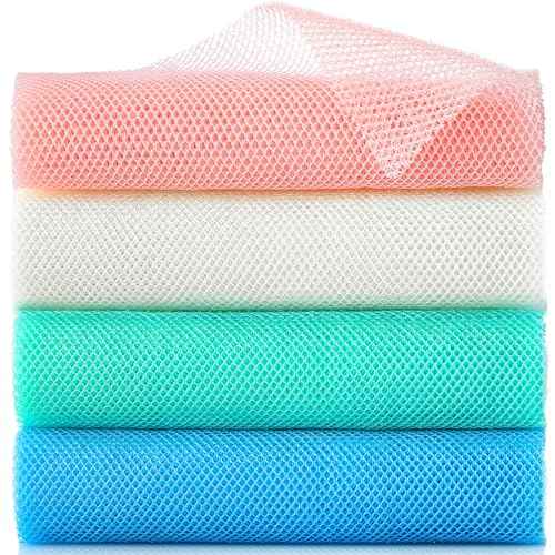 4 Pieces African Exfoliating Net, Long African Net Sponge, Nylon African Net Cloth, Exfoliating Washcloth, Body Scrubbers for Use in Shower, Back Scrubber Skin Smoothers for Bath (Multicolor 4)