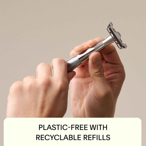 Leaf Shave | Leaf Twig Razor, All-Metal Single Blade Razor for Men & Women, Fixed Head with Magnetic Load Assist, Includes 5 Stainless Steel Blades - Face Shaving Lighter Hair Sensitive Skin - Black