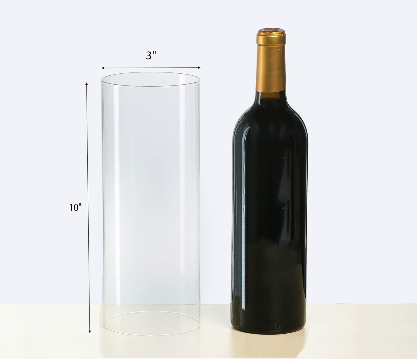 CYS EXCEL 6 PCS (H:10" D:3"") Open Ended Glass Hurricane Candleholder Tube Shade Bottomless Candle Chimney Cover"
