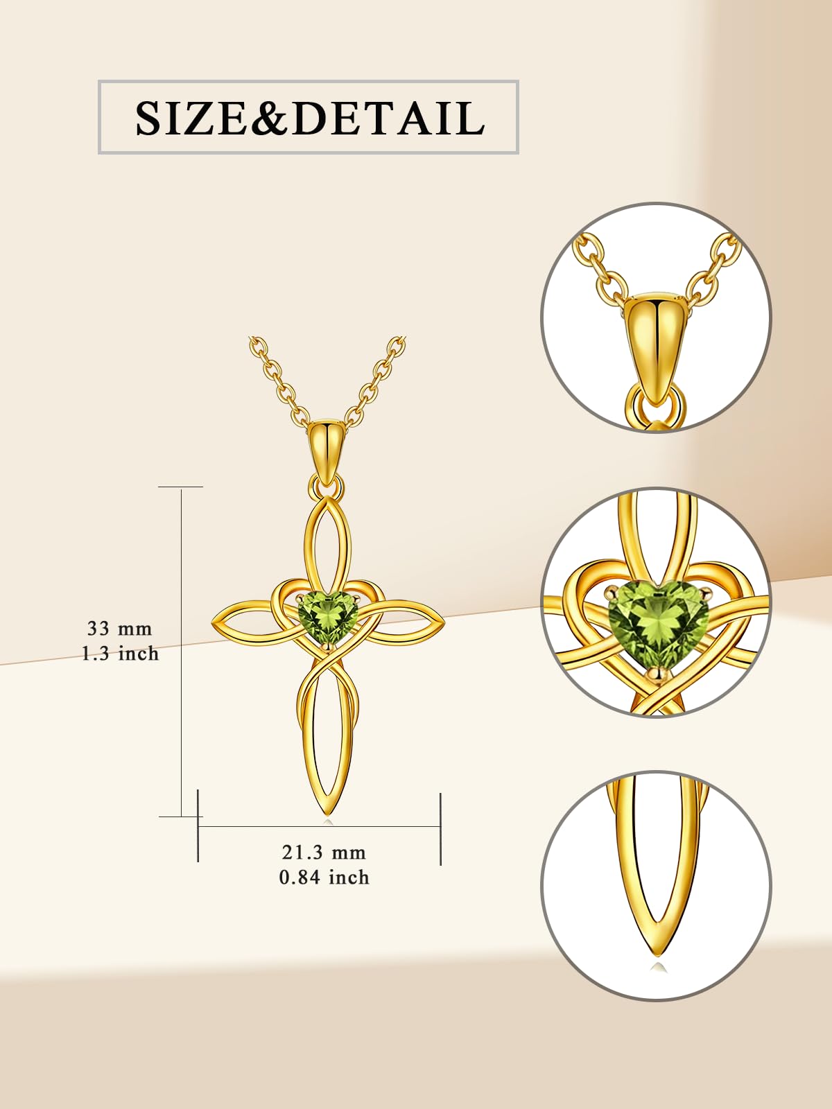 POIUY 14K Gold Celtic Knot Cross Birthstone Necklace for Women Irish Infinity Heart Pendant Cross Jewelry Anniversary Valentines Birthday Mothers Day Gifts for Mom Wife Her