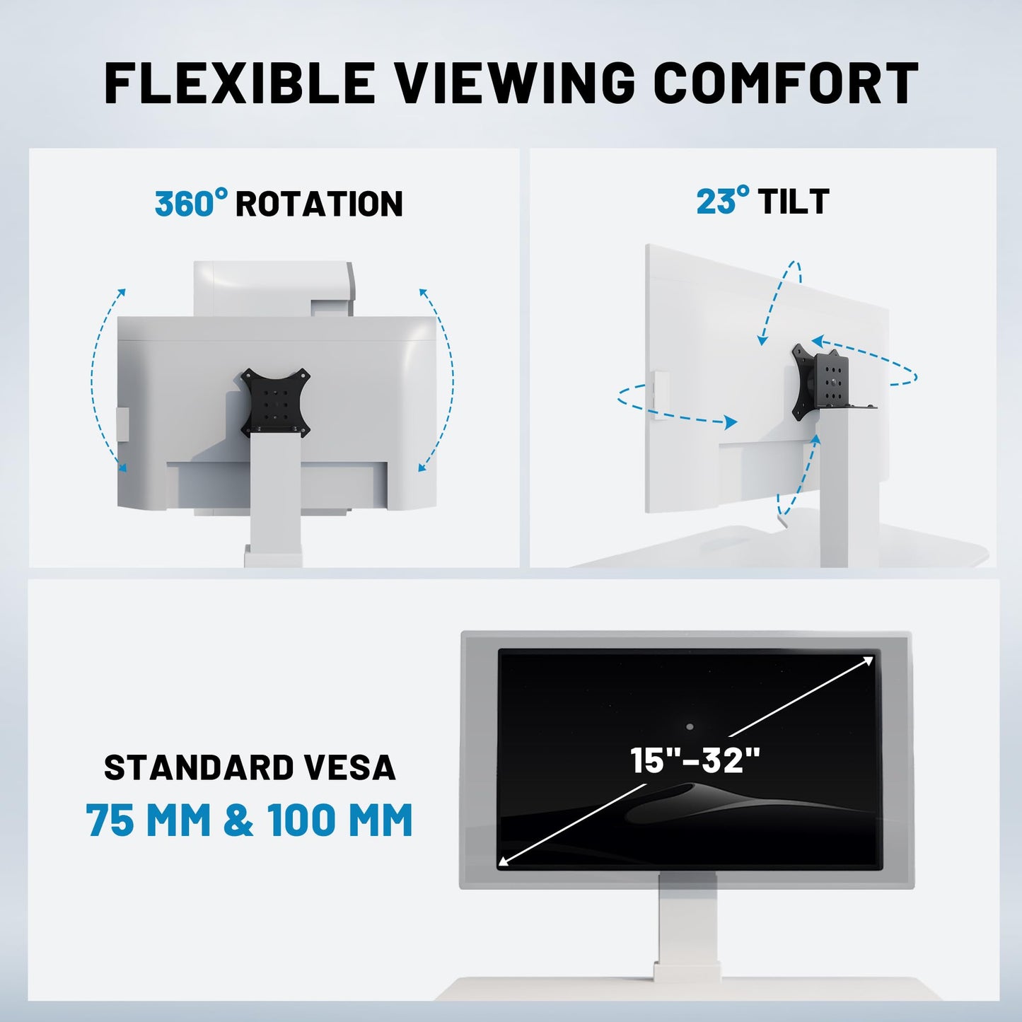 Electric Standing Desk Converter 36" Wide, Height Adjustable Desk Riser, Computer Workstation, Sit-Stand Convertor for Home, Office, School (White, 1 Arm Included)