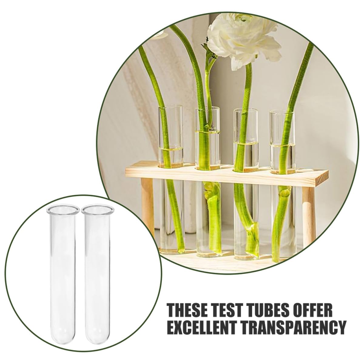 Healifty 4pcs Glass Hydroponic Tube Vase Set 2.5x3x18cm Test Tube Propagation Planter for Desktop Terrarium and Plant Propagation Home Décor