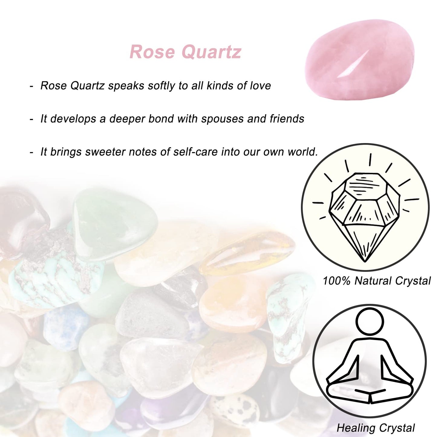 Rose Quartz Healing Crystal Stones, 1.25-2.0" Large Reiki Healing Gemstones Natural Tumbled Polished Stones for Energy Witchcraft Therapy Meditation