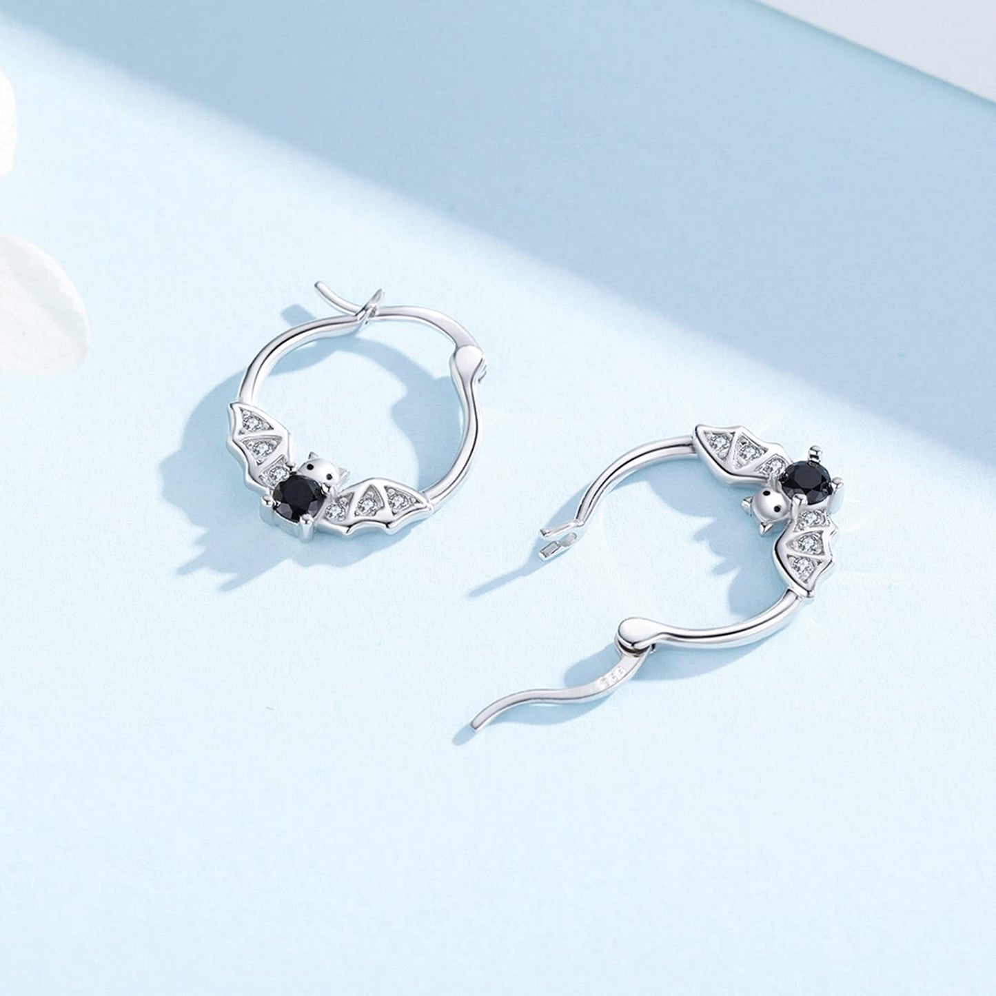 Bat Earrings 925 Sterling Silver Hypoallergenic Small Animal Huggie Hoop Earrings for Sensitive Ears Gothic Bat Jewelry Halloween Graduation Gifts for Women Daughter Her