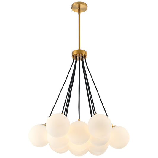 13-Light Bubble Chandelier, Modern Sputnik Glass Chandelier, Milk Glass & Globe Pendant Light, Elegant Bubble Hanging Island Lighting for Bedroom, Living Room, Dining Room & Kitchen Island Over Table
