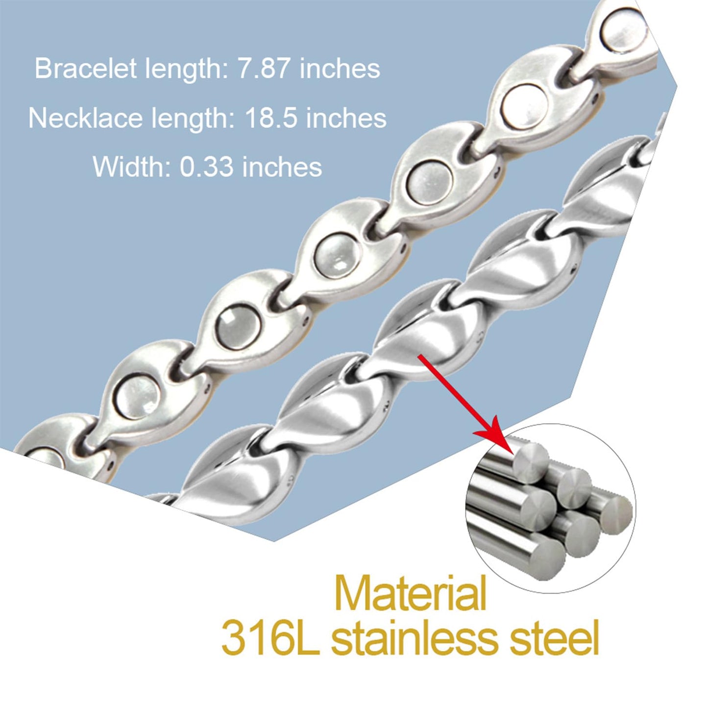 KYOSI Magnetic Necklace Bracelet for Women 3500 Gauss Strength Magnet Jewelry Set Magnetic Bracelet and Necklace