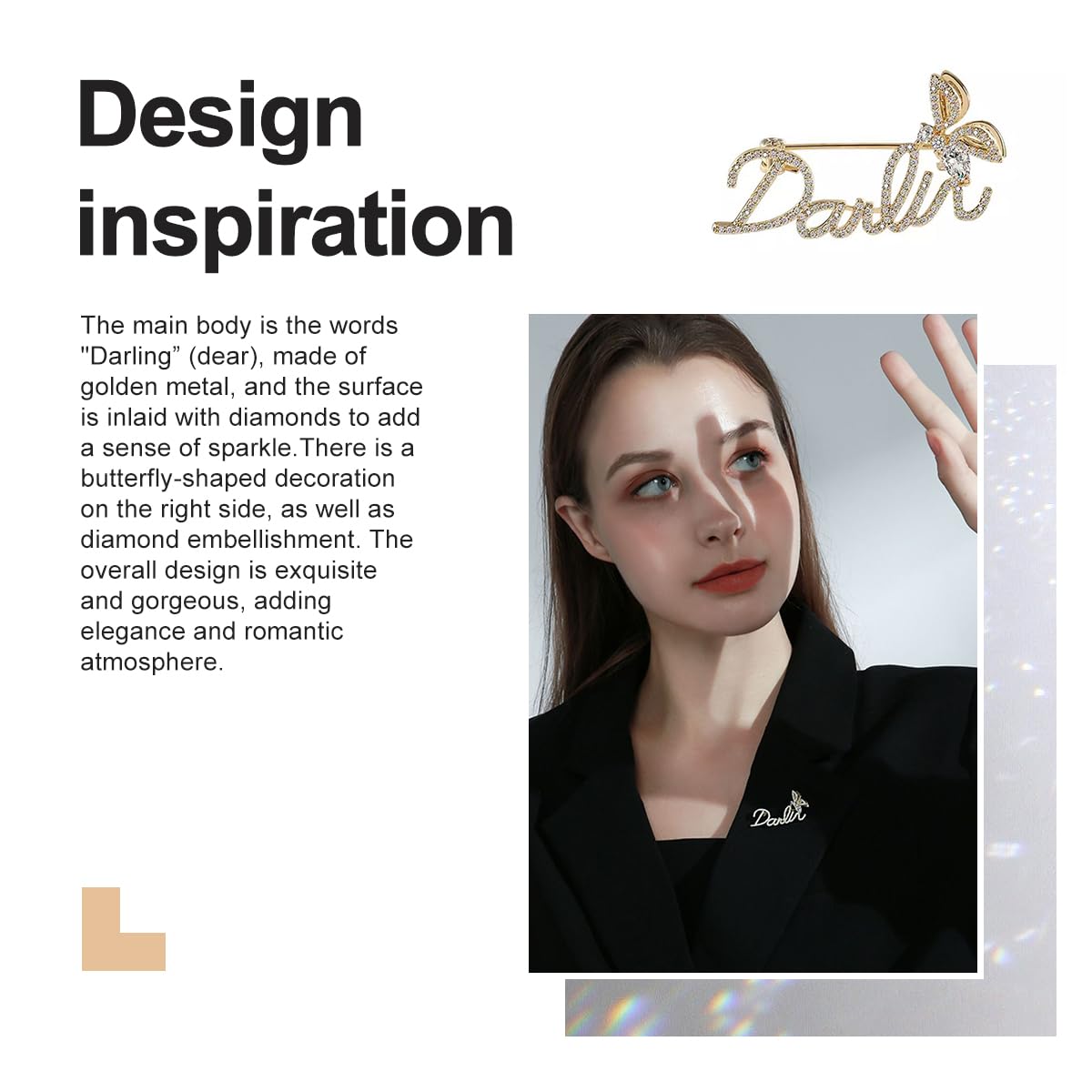 Vbvbip Gold Bee Letter Brooch – Elegant Rhinestone Alloy Lapel Pin for Women’s Blazers, Office & Party Jewelry Accessories.