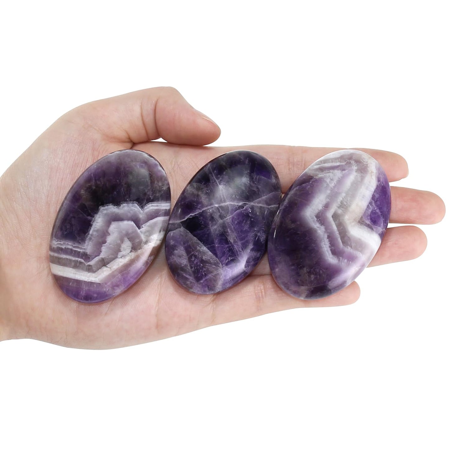 Nvzi Amethyst Crystal Palm Stone, Worry Stones, Crystals and Healing Stones, Polished Rocks, Natural Gemstones, Chakra Stones for Healing Crystals Daily Use