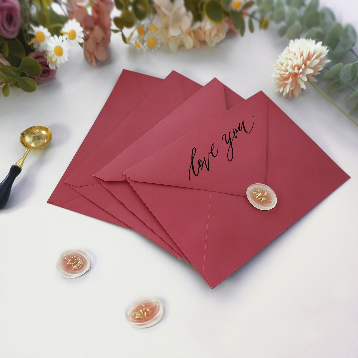 JAGERGREEN 50 Pack 5x7 Envelopes Letter Size, Red A7 Envelopes Self Seal for Wedding Invitation, Envelope 5.4x7.6 for Greeting Cards, Photos, Baby Shower, Graduation, Thank You Cards, Announcements