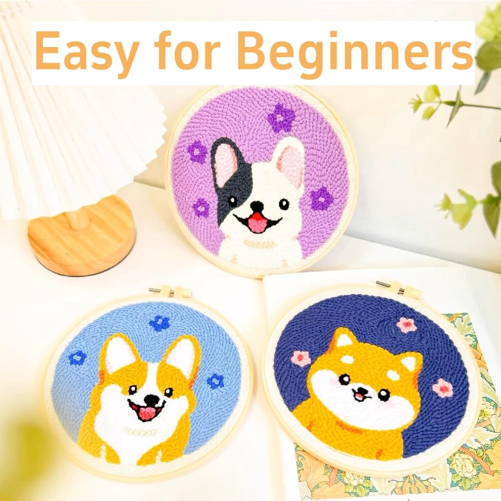 DIY Punch Needle Kits Rooster Easy for Beginners Punch Needle Embroidery Set with Hoop Stamped Pattern for Craft Lovers and Home Decor-4