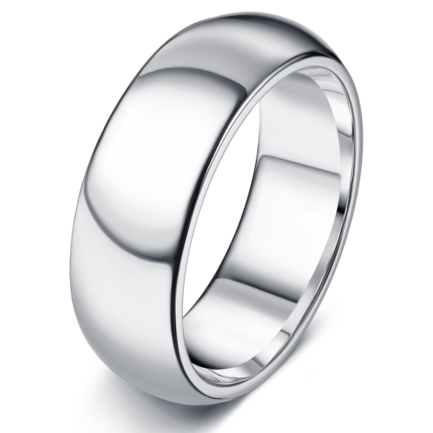 Florideco 8mm Stainless Steel Ring Wedding Bands for Women Mens Ring Wedding Band Plain Dome High Polished Size 7