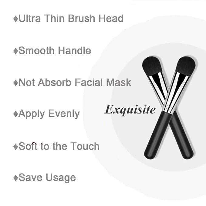 Facial Mask Application Brush, White Soft Man-made Fiber Brush Head Cosmetic Tool for Body Lotion, Mud, Clay, Charcoal Mixed Mask