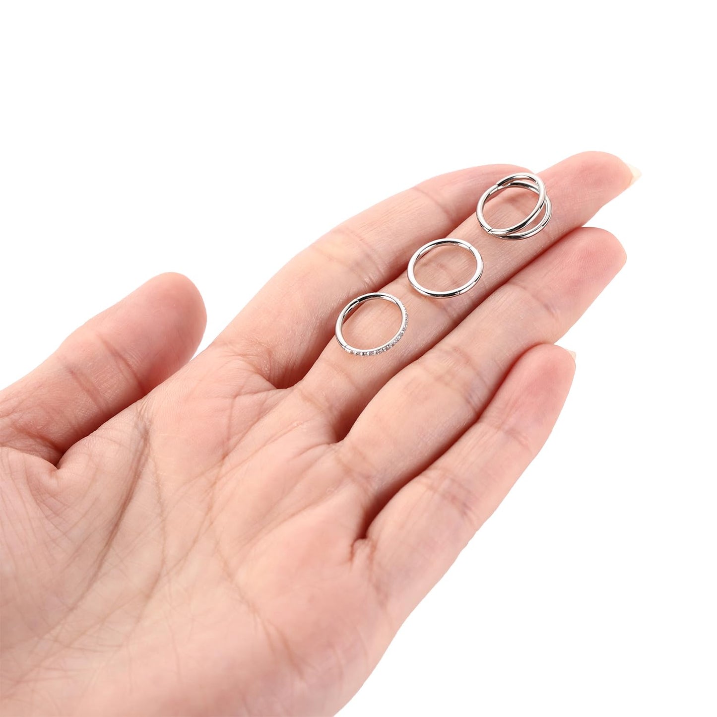 GAGABODY Septum Ring Septum Jewelry Seamless Double Hoop Conch Piercing Jewelry 14 Gauge Nose Ring Hoop 14g Cartilage Earring with CZ Lip Rings 6mm Nose Hoop Surgical Steel Helix Earrings Silver