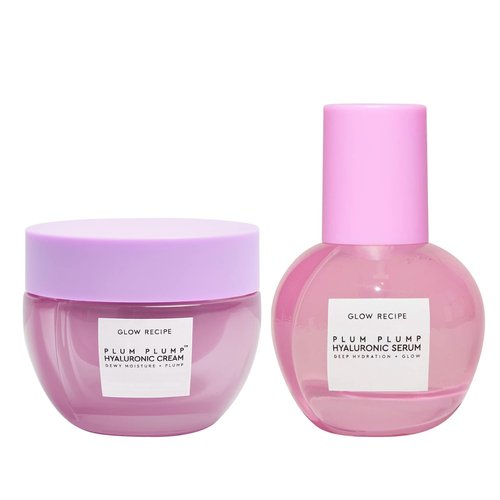 Glow Recipe Plum Plump Hyaluronic Acid Face Cream (50 ml) + Facial Serum (30 ml) - Dewy Glow Hydrating Skin Moisturizer to Plump, Balance & Brighten Skin