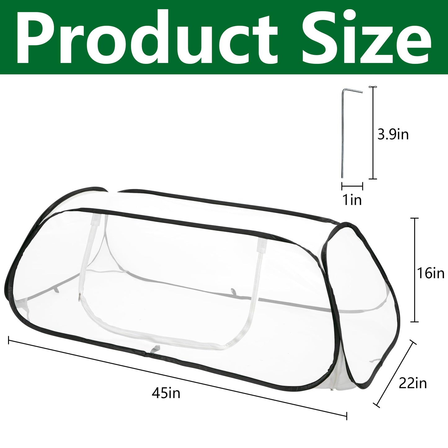 2 Pcs Pop Up Garden Rows Plant Cover, 46" x 22" x 16" Raised Garden Beds Vegetable Rows Plant Protector, Insect Bird Barrier Plant Net Cage with Stakes for Protecting Seedlings Fruits Vegetable Row