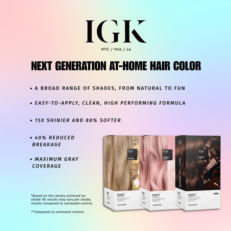 IGK Permanent Hair Dye Color Kit | 5GM Warm Up - Golden Mahogany Brown | 100% Gray Color Coverage + Strengthen + Shine | Ammonia Free