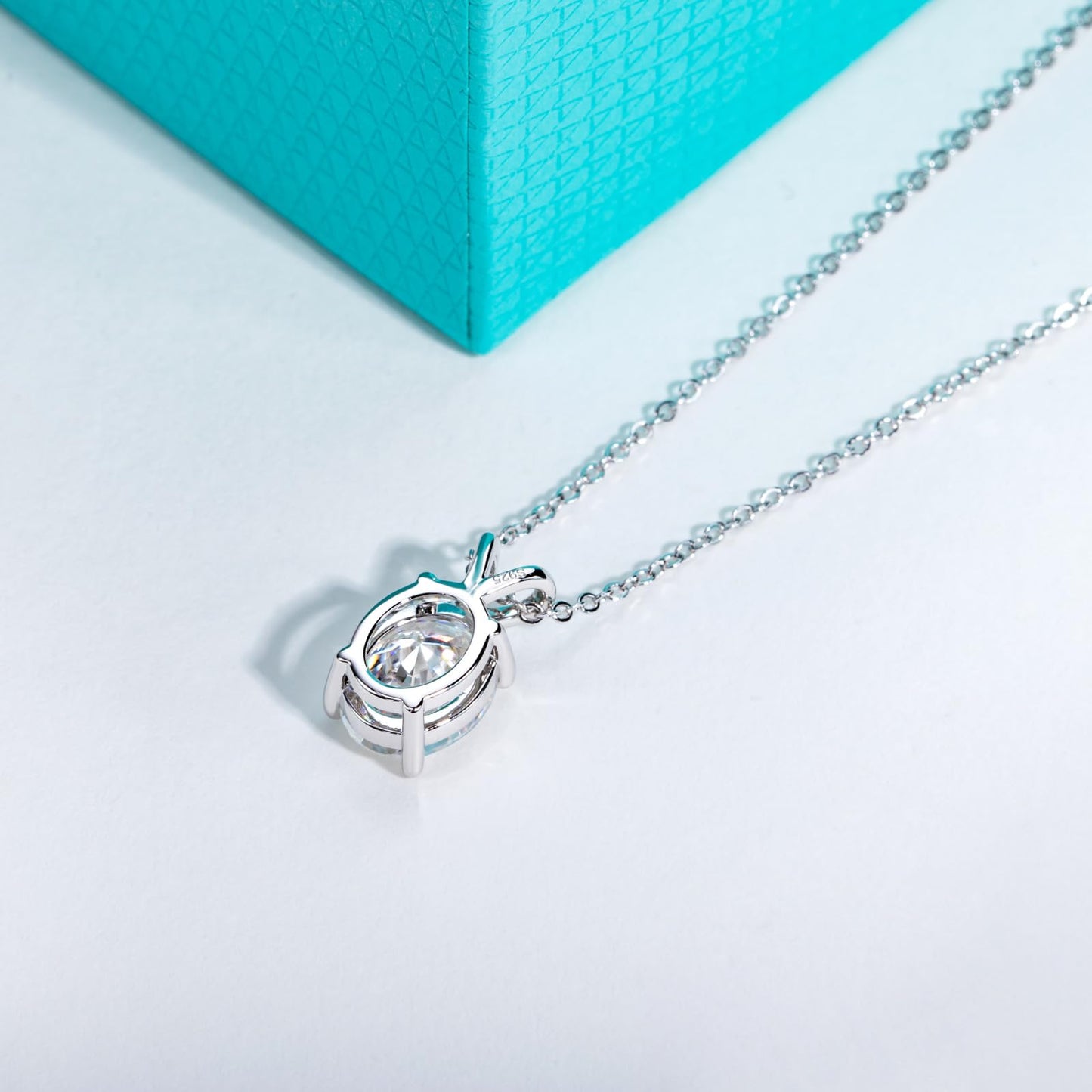 AnuClub Oval Cut Moissanite Pendant Necklace 2CT D Color VVS1 925 Sterling Silver Everyday Wear Necklace for Women Wife Her with Certificate, 40+2+3cm Adjustable Chain