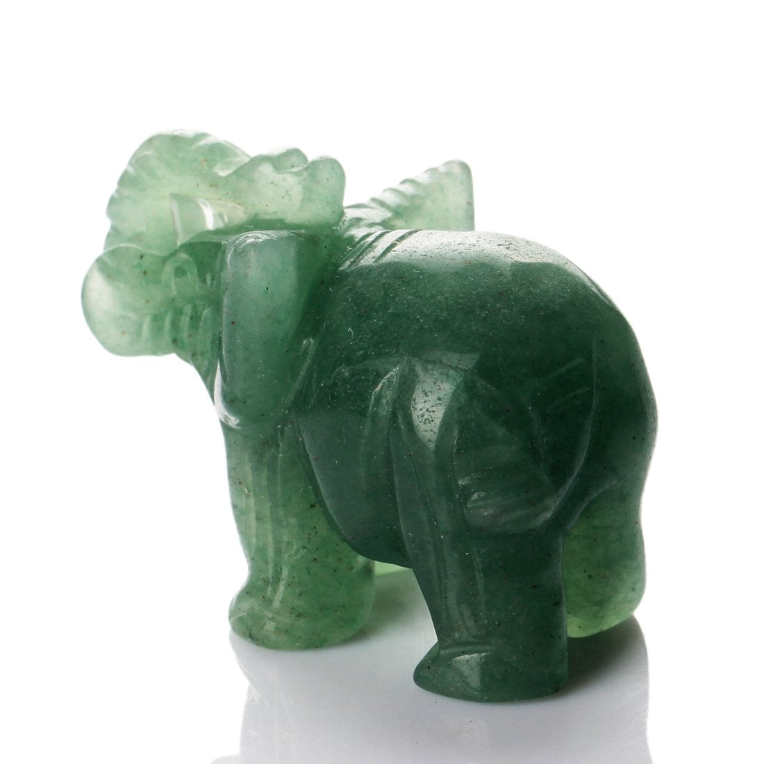 Green Aventurine Elephant 1.5 Inches Statue Crafts Natural Stone Carved Figurine Chakra Carving Stones Healing Reiki Free Pouch (Green Aventurine)