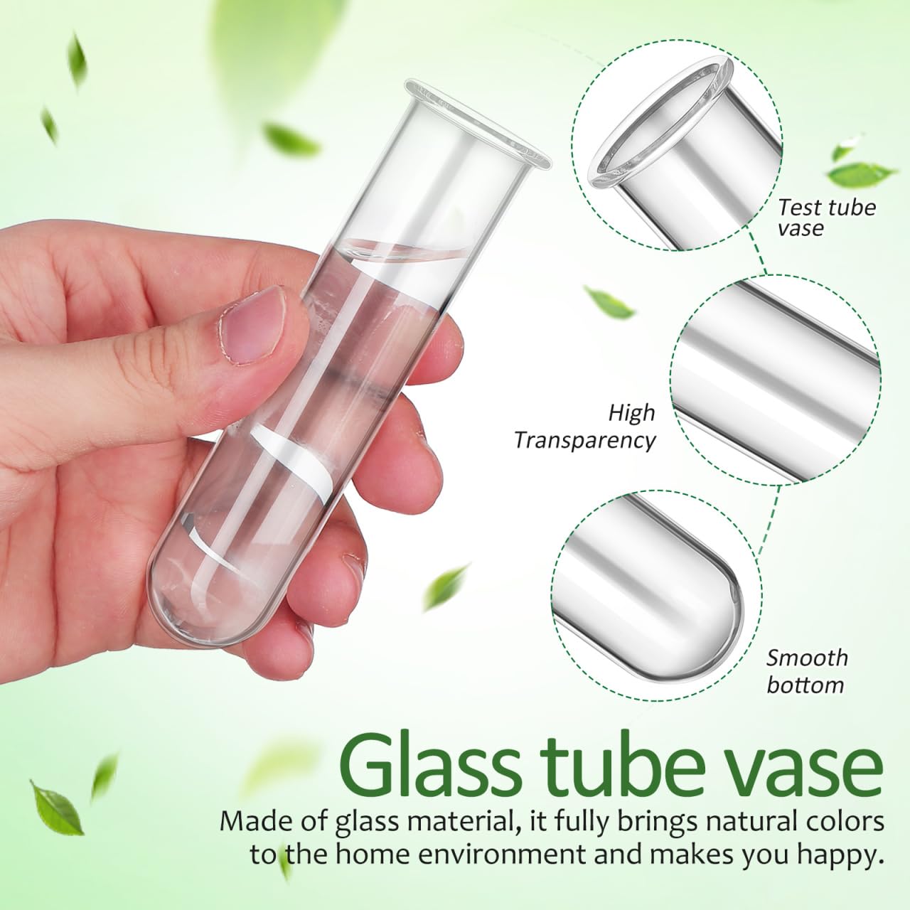 UKCOCO 5Pcs Glass Test Tube Vases 4.33 Inch Clear Propagation Tubes for Plant Cuttings Hydroponic Plant Holders Desktop Floral Arrangement for Home Office Decor
