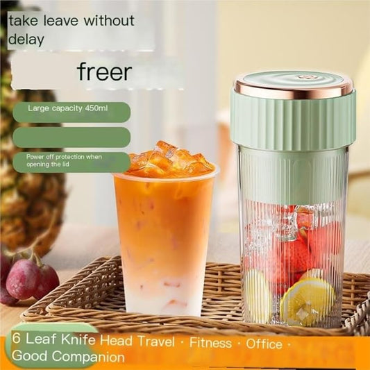 Portable 450ml Rechargeable Juicing Cup - USB - C Charging, 6 - Blade Design For Effortless Blending, Ideal For Home & Travel -Portable Juice Cup(Pink)