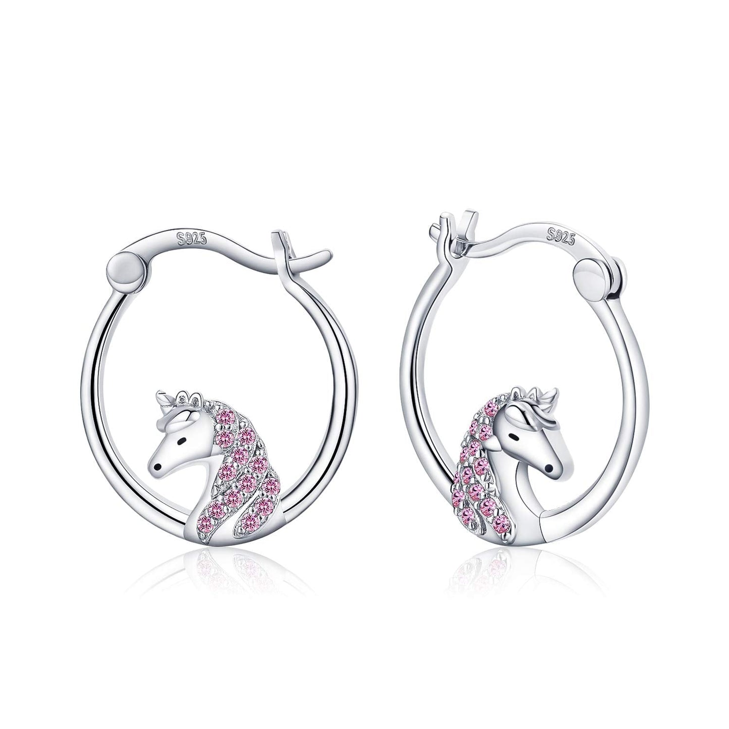Unicorn Hoop Earrings for Girls Women Sterling Silver Small Animal Huggie Hoop Earrings for Sensitive Ears Unicorn Jewelry Graduation Gifts for Daughter Her
