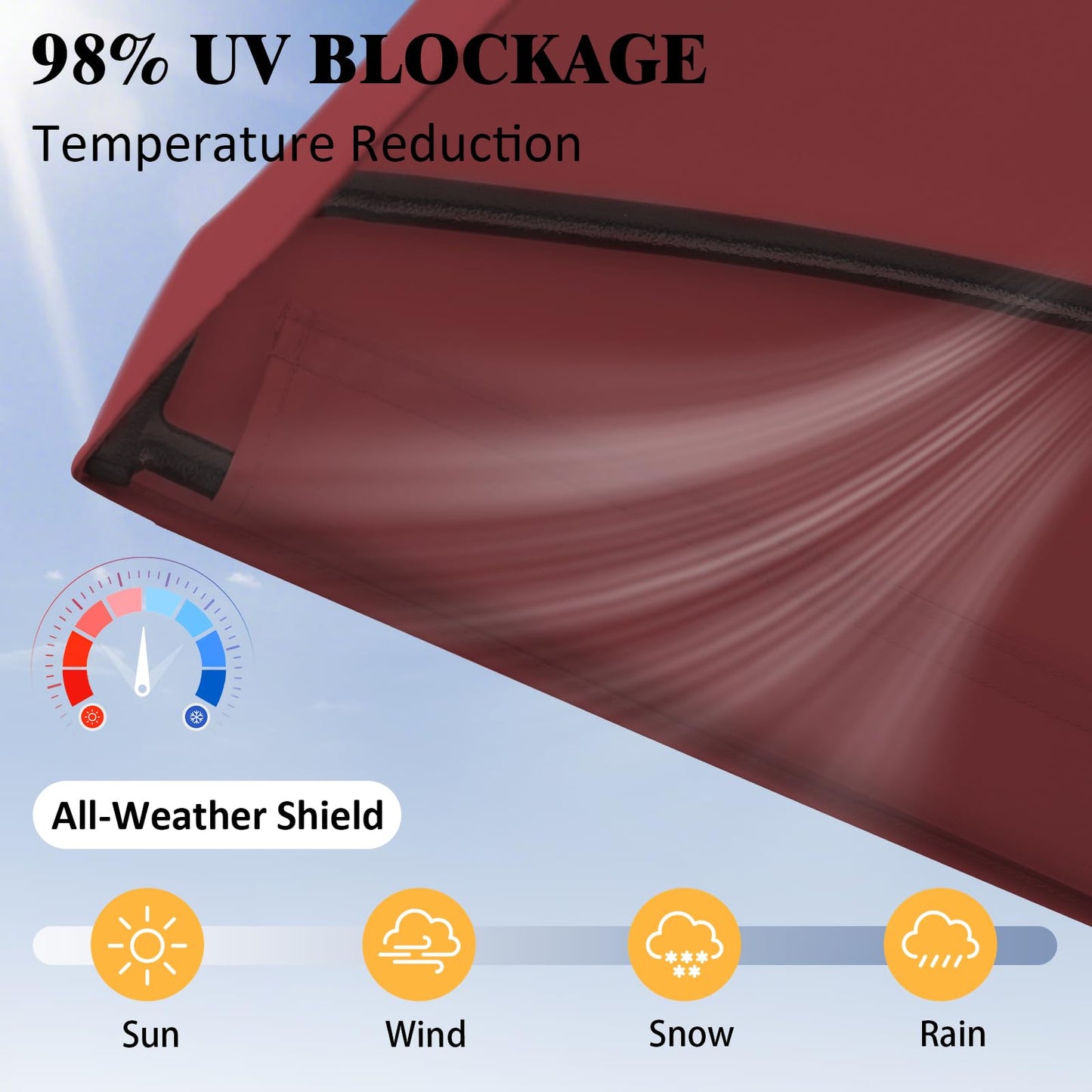 Oungelark Outdoor Swing Canopy Replacement Cover, 3 Seat Swing Cover UV-Resistant for 3-Seat Porch Swing (Red, 76.8x47.2x9.1in)