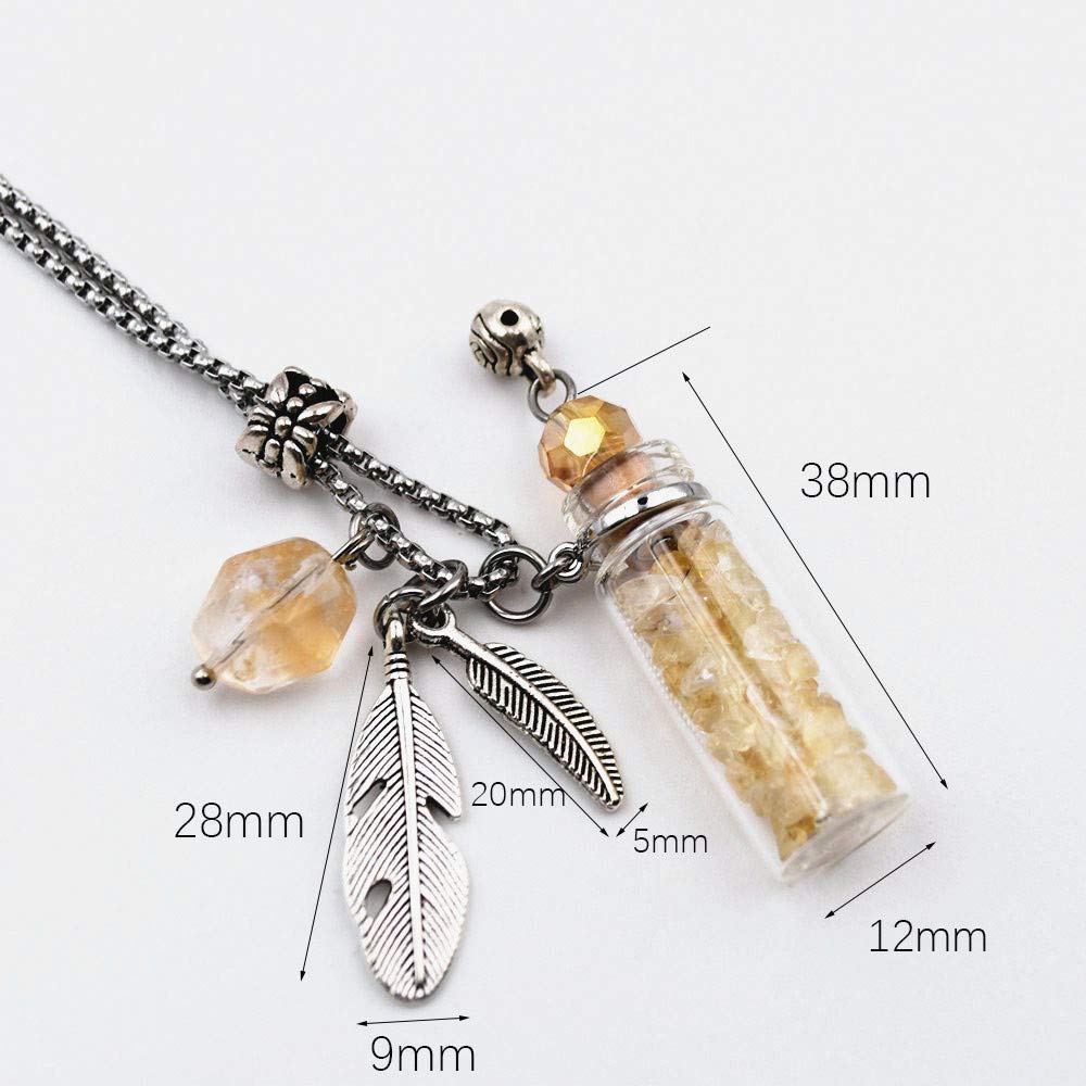 CoolDIY Aromatherapy Essential Oil Diffuser Necklace Locket Pendant Stainless Steel Perfume Necklace Crystal stone Glass vial Necklace (Pink)