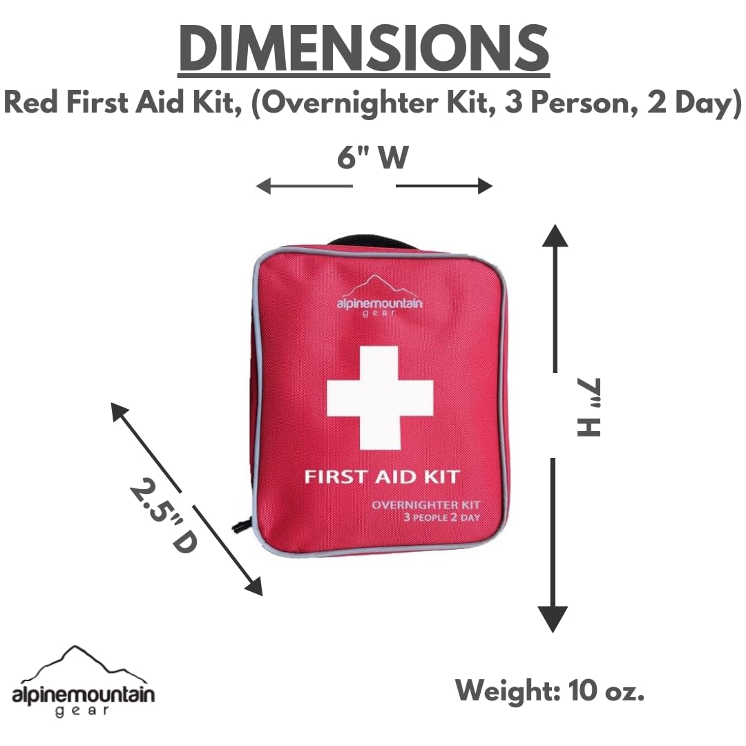 Red First Aid Kit, (Overnighter Kit, 3 Person, 2 Day) - Compact Emergency Medical Kits with Bandages, Gauze, and More by Caddis Sports (Overnighter (Red))